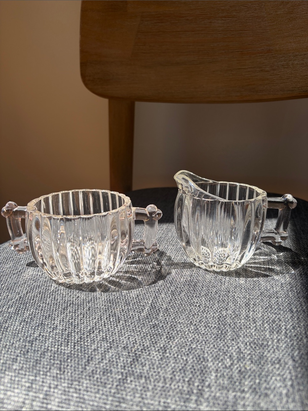 Jeannette Glass Company pressed glass Creamer and Sugar Set